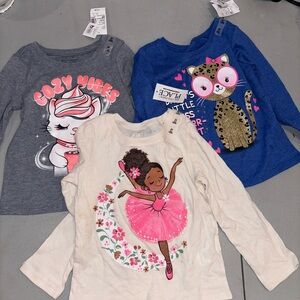 Lot of 3 NEW children’s place long sleeve tee shirt dog cat dad 2T toddler NWT